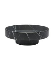 Grosses handgefertigter, luxuriöser Badtablett „Nero Lux“ Ø 30 cm aus Marmor, Black Aquanova