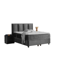 Premium Boxspringbett „Nora“ inkl. Matratze & Topper Samt Dunkelgrau  140 x 200 cm BEDS SUPPLY