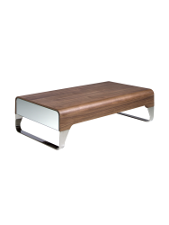 ANGEL CERDA - Rechteckiger Couchtisch Nussbaum und verchromter Stahl, One Size
