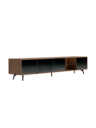 ANGEL CERDA - TV-Möbel mit Spiegeleffekt ausem Glas, Nussbaum undem Stahl, One Size