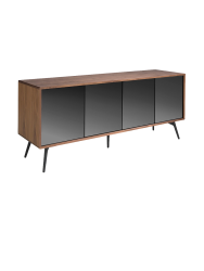 ANGEL CERDA - Sideboard ausem Glas mit Spiegeleffekt, Walnuss undem Stahl, One Size
