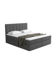 Design Boxspringbett „Saudade“ mit Ablagefach, Webstoff Anthrazit Strukturstoff Anthrazit BLOOMINGLOFT Collection