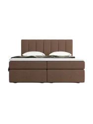 Design Boxspringbett „Saudade“ mit Ablagefach, Webstoff Braun Strukturstoff Braun BLOOMINGLOFT Collection