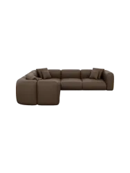 5-Sitzer Design Echtleder Ecksofa „Bellinzona“ Echtleder Dark Brown BLOOMINGLOFT Collection