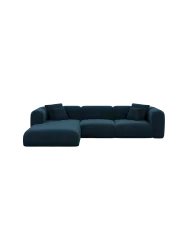 4-Sitzer Design Ecksofa „Bellinzona“ mit Samtbezug Samtbezug Petrol dunkel BLOOMINGLOFT Collection