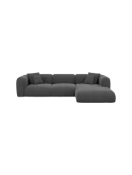 4-Sitzer Design Ecksofa „Bellinzona“ mit Strukturstoff-Bezug Strukturstoff Anthrazit BLOOMINGLOFT Collection
