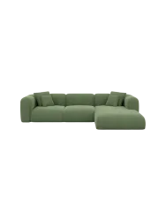 4-Sitzer Design Ecksofa „Bellinzona“ mit Strukturstoff-Bezug Strukturstoff Grün BLOOMINGLOFT Collection
