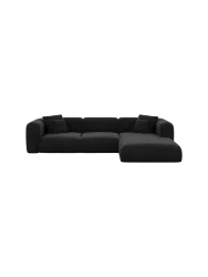 4-Sitzer Design Ecksofa „Bellinzona“ mit Samtbezug Samtbezug Schwarz BLOOMINGLOFT Collection