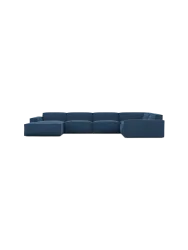 6-Sitzer Design Panorama-Sofa „Beluga XL“ mit Strukturstoff-Bezug Strukturstoff Dunkelblau BLOOMINGLOFT Collection