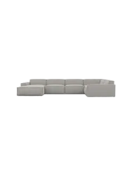 6-Sitzer Design Panorama-Sofa „Beluga XL“ mit Strukturstoff-Bezug Strukturstoff Hellgrau BLOOMINGLOFT Collection
