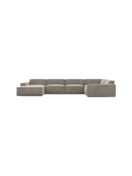 6-Sitzer Design Panorama-Sofa „Beluga XL“ mit Samtbezug Samtbezug Beige dunkel BLOOMINGLOFT Collection