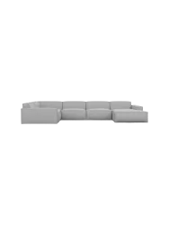 6-Sitzer Design Echtleder Panorama-Sofa „Beluga XL“ Echtleder Light Grey BLOOMINGLOFT Collection