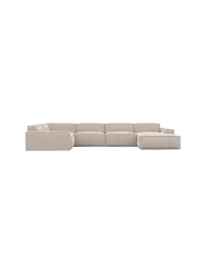 6-Sitzer Design Panorama-Sofa „Beluga XL“ mit Strukturstoff-Bezug Strukturstoff Beige BLOOMINGLOFT Collection