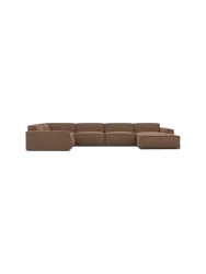 6-Sitzer Design Panorama-Sofa „Beluga XL“ mit Strukturstoff-Bezug Strukturstoff Braun BLOOMINGLOFT Collection
