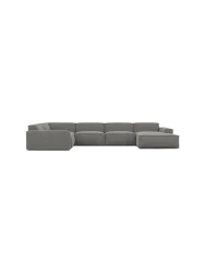 6-Sitzer Design Panorama-Sofa „Beluga XL“ mit Strukturstoff-Bezug Strukturstoff Grau BLOOMINGLOFT Collection