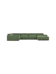 6-Sitzer Design Panorama-Sofa „Beluga XL“ mit Strukturstoff-Bezug Strukturstoff Grün BLOOMINGLOFT Collection
