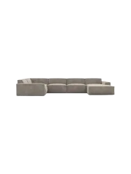 6-Sitzer Design Panorama-Sofa „Beluga XL“ mit Samtbezug Samtbezug Beige dunkel BLOOMINGLOFT Collection