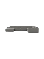 7-Sitzer Design Panorama-Sofa „Beluga XXL“ mit Strukturstoff-Bezug Strukturstoff Grau BLOOMINGLOFT Collection