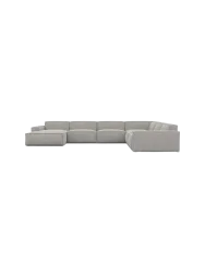 7-Sitzer Design Panorama-Sofa „Beluga XXL“ mit Strukturstoff-Bezug Strukturstoff Hellgrau BLOOMINGLOFT Collection