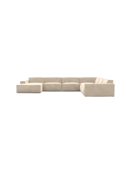 7-Sitzer Design Panorama-Sofa „Beluga XXL“ mit Samtbezug Samtbezug Cream BLOOMINGLOFT Collection