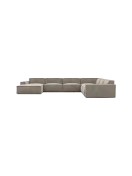 7-Sitzer Design Panorama-Sofa „Beluga XXL“ mit Samtbezug Samtbezug Beige dunkel BLOOMINGLOFT Collection