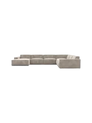 7-Sitzer Design Panorama-Sofa „Beluga XXL“ mit Samtbezug Samtbezug Sand BLOOMINGLOFT Collection