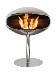 Design Bioethanol Kamin „Cocoon Pedestal“ - Edelstahl poliert Silber Cocoon Fires
