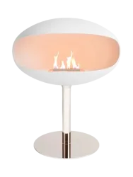 Design Bioethanol Kamin „Cocoon Pedestal“ - Weiss/Edelstahl Weiss, Silber Cocoon Fires