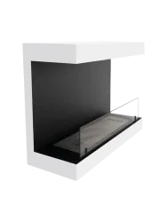 3-seitiger Design Bioethanol Wandkamin „Dakota“, weiss CACHFIRES