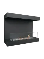 3-seitiger Design Bioethanol Wandkamin „Dakota“, schwarz CACHFIRES