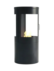 Design Bioethanol Kaminofen „Columbus“ - mit 360-Grad Flammenansicht Schwarz CACHFIRES