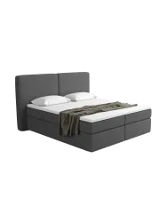 Design Boxspringbett „Castellia“ mit Ablagefach, Webstoff Anthrazit Strukturstoff Anthrazit BLOOMINGLOFT Collection