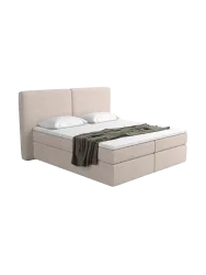 Design Boxspringbett „Castellia“ mit Ablagefach, Webstoff Beige Strukturstoff Beige BLOOMINGLOFT Collection