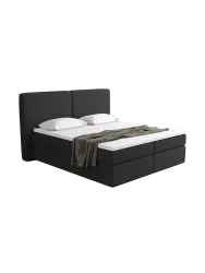 Design Boxspringbett „Castellia“ mit Ablagefach, Webstoff Schwarz Strukturstoff Schwarz BLOOMINGLOFT Collection