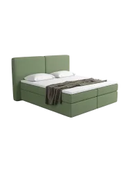 Design Boxspringbett „Castellia“ mit Ablagefach, Webstoff Grün Strukturstoff Grün BLOOMINGLOFT Collection