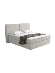 Design Boxspringbett „Castellia“ mit Ablagefach, Webstoff Hellgrau Strukturstoff Hellgrau BLOOMINGLOFT Collection