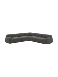 5-Sitzer Design Ecksofa „Lumera“, Cordsamt Cordsamt Dunkelgrau BLOOMINGLOFT Collection