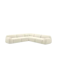 5-Sitzer Design Ecksofa „Lumera“, Cordsamt Cordsamt Beige hell BLOOMINGLOFT Collection