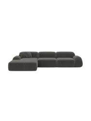 4-Sitzer Design Ecksofa „Lumera“, Cordsamt Cordsamt Dunkelgrau BLOOMINGLOFT Collection