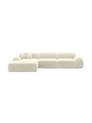 4-Sitzer Design Ecksofa „Lumera“, Cordsamt Cordsamt Beige hell BLOOMINGLOFT Collection