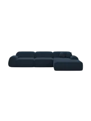 4-Sitzer Design Ecksofa „Lumera“, Cordsamt Cordsamt Dunkelblau BLOOMINGLOFT Collection