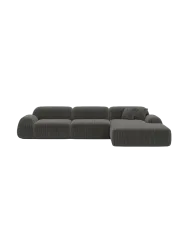 4-Sitzer Design Ecksofa „Lumera“, Cordsamt Cordsamt Dunkelgrau BLOOMINGLOFT Collection
