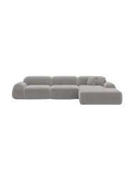 4-Sitzer Design Ecksofa „Lumera“, Cordsamt Cordsamt Hellgrau BLOOMINGLOFT Collection