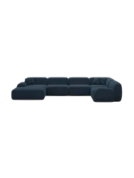 6-Sitzer Design Panorama-Sofa „Lumera XL“, Cordsamt Cordsamt Dunkelblau BLOOMINGLOFT Collection