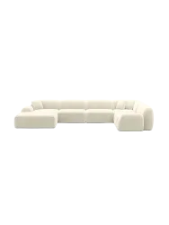 6-Sitzer Design Panorama-Sofa „Lumera XL“, Cordsamt Cordsamt Beige hell BLOOMINGLOFT Collection