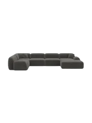 6-Sitzer Design Panorama-Sofa „Lumera XL“, Cordsamt Cordsamt Dunkelgrau BLOOMINGLOFT Collection