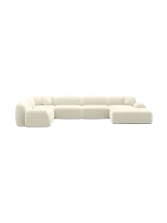 6-Sitzer Design Panorama-Sofa „Lumera XL“, Cordsamt Cordsamt Beige hell BLOOMINGLOFT Collection