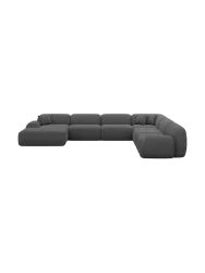 7-Sitzer Design Panorama-Sofa „Lumera XXL“ mit Bouclé-Bezug Bouclé Graphit BLOOMINGLOFT Collection