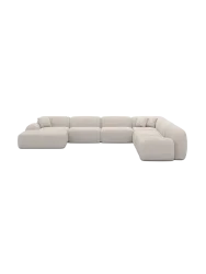7-Sitzer Design Panorama-Sofa „Lumera XXL“ mit Bouclé-Bezug Bouclé Toffee BLOOMINGLOFT Collection