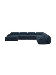 7-Sitzer Design Panorama-Sofa „Lumera XXL“, Cordsamt Cordsamt Dunkelblau BLOOMINGLOFT Collection
